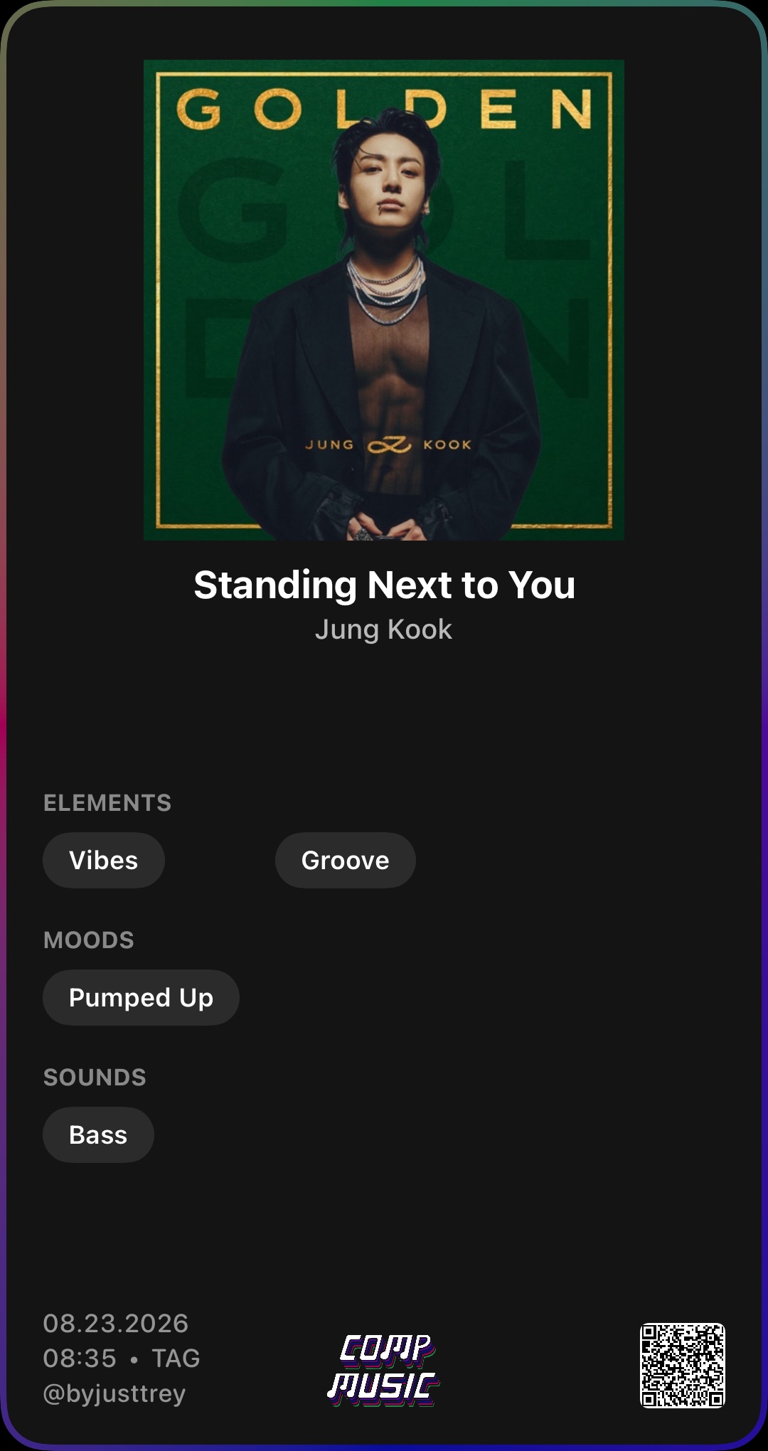 A COMP Tag artifact for &ldquo;Standing Next to You&rdquo; by Jung Kook